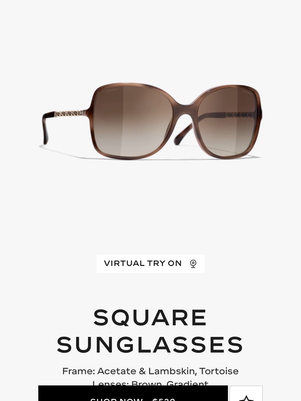 CHANEL Brown Gradient Tortoiseshell Sunglasses with Black Case